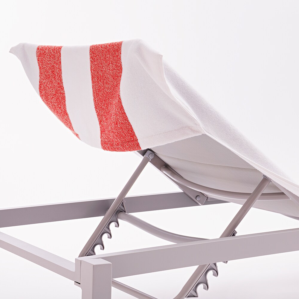 Prosop BENETTON Sezlong, 70 x 200 cm, bumbac, alb-rosu