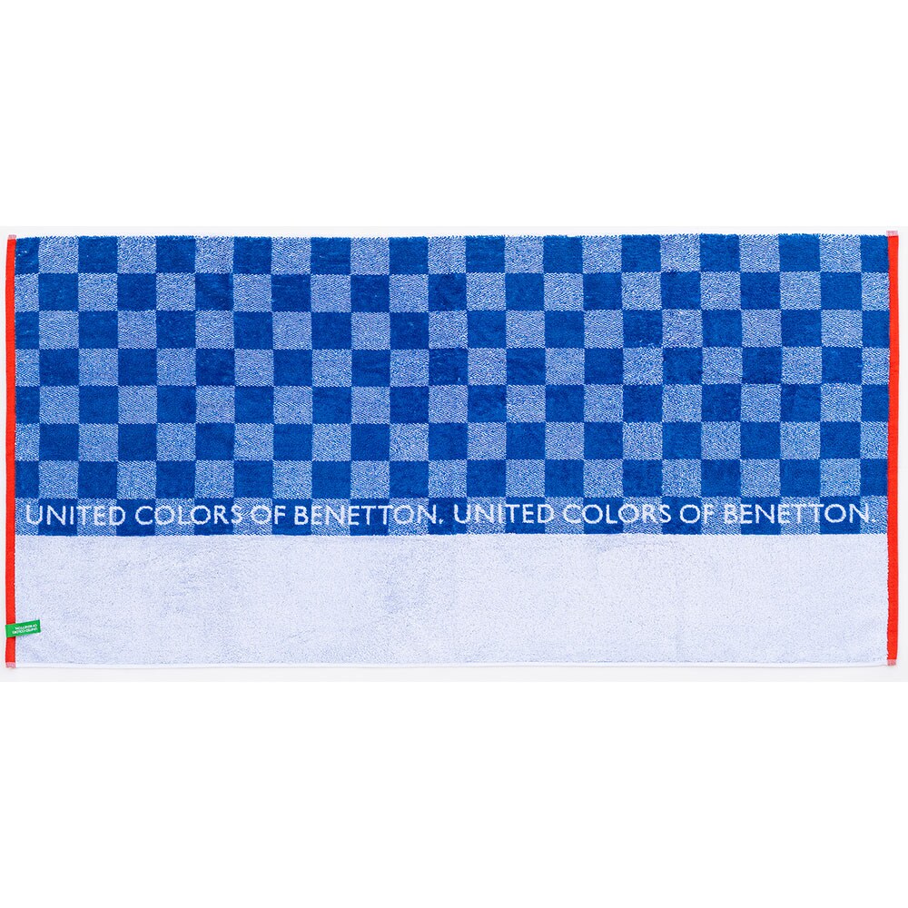 Prosop BENETTON Squares, 70 x 140 cm, bumbac, alb-albastru