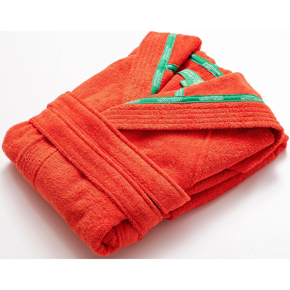 Halat de baie cu gluga BENETTON Rainbow, unisex, bumbac, M/L, rosu