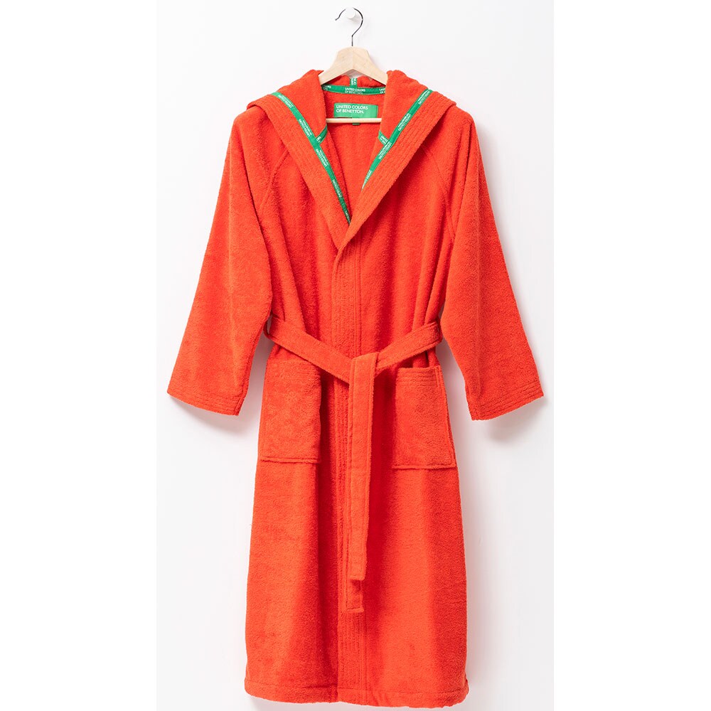 Halat de baie cu gluga BENETTON Rainbow, unisex, bumbac, M/L, rosu