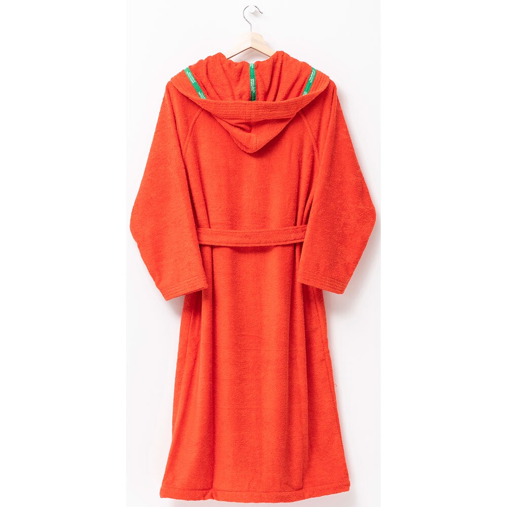 Halat de baie cu gluga BENETTON Rainbow, unisex, bumbac, M/L, rosu