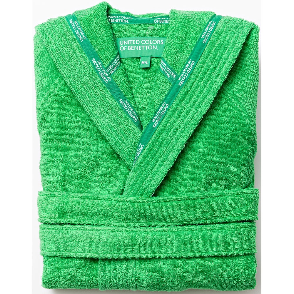 Halat de baie cu gluga BENETTON Rainbow, unisex, bumbac, M/L, verde