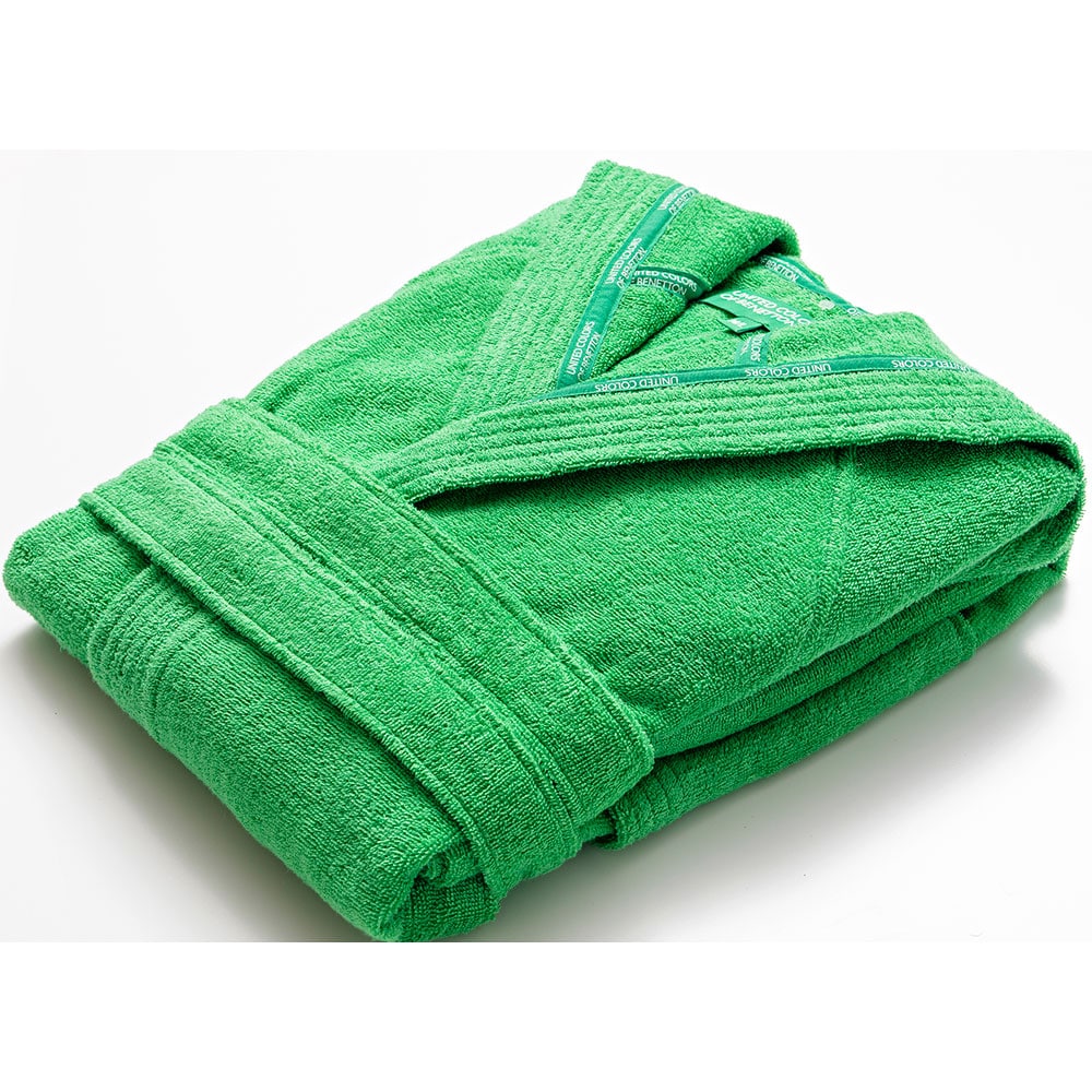 Halat de baie cu gluga BENETTON Rainbow, unisex, bumbac, M/L, verde