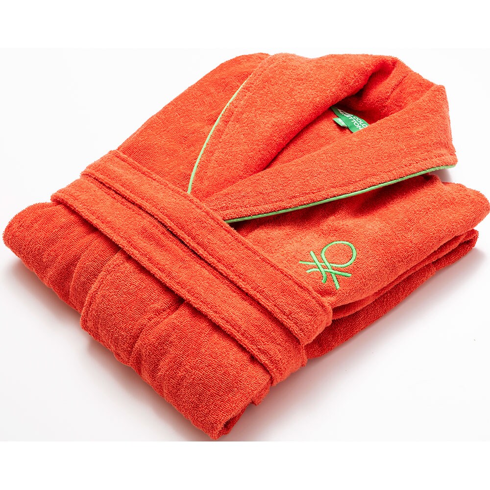 Halat de baie BENETTON Rainbow, unisex, bumbac, L/XL, rosu