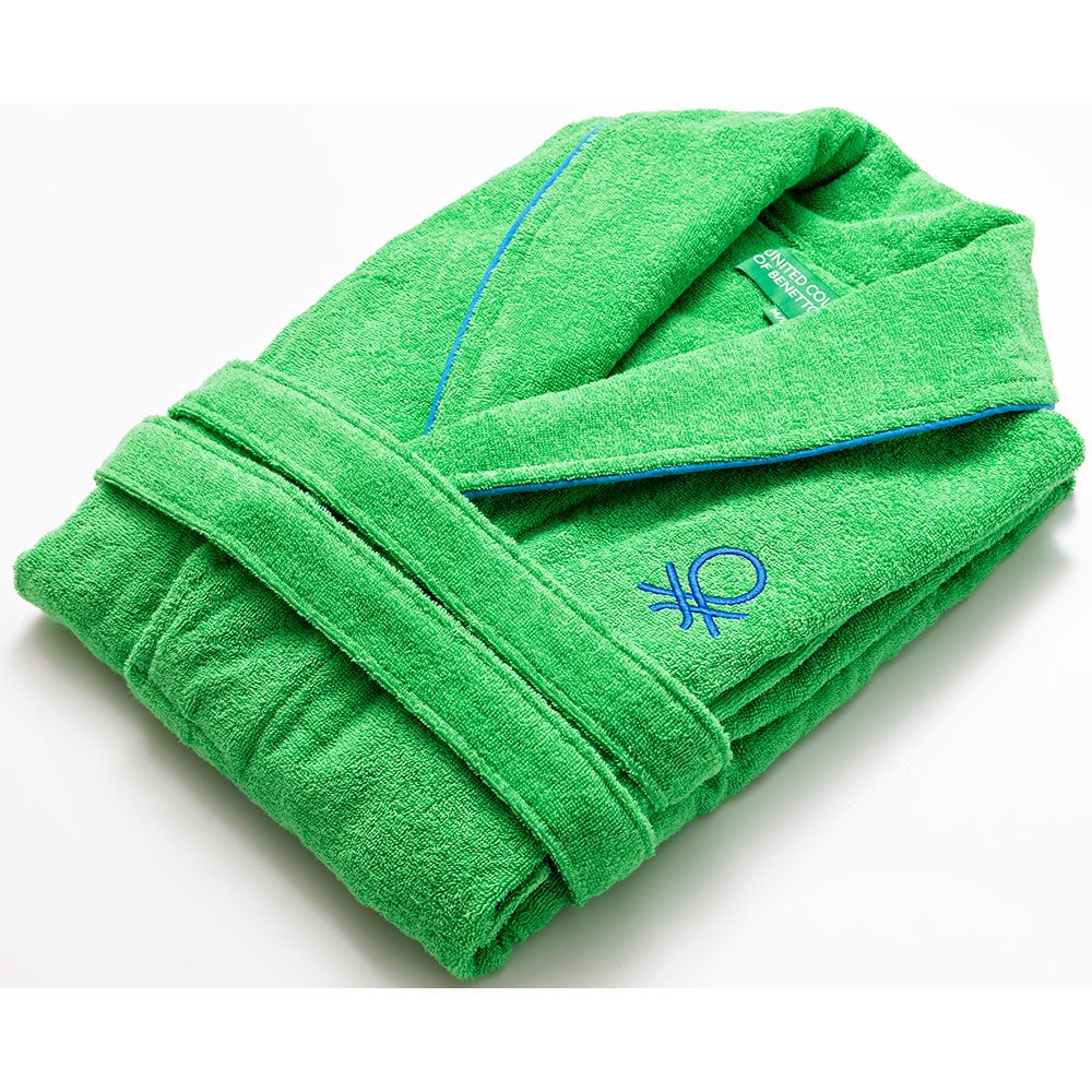 Halat de baie BENETTON Rainbow, unisex, bumbac, M/L, verde