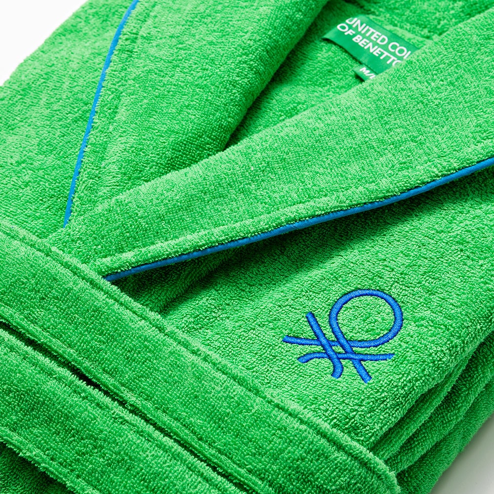 Halat de baie BENETTON Rainbow, unisex, bumbac, M/L, verde