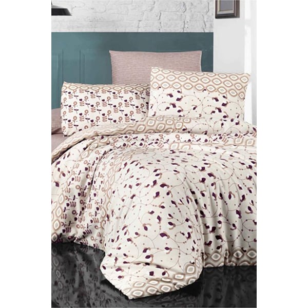 Lenjerie de pat Bouquet, 1 persoana, 65% bumbac + 35% poliester, 160 x 220 cm, 3 piese