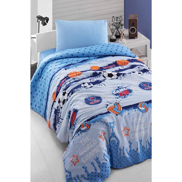 Lenjerie de pat copii Teen, 1 persoana, 65% bumbac + 35% poliester, 160 x 220 cm, 3 piese
