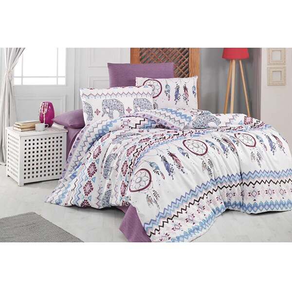 Lenjerie de pat Elephant, 2 persoane, 65% bumbac + 35% poliester, 200 x 220 cm, 4 piese