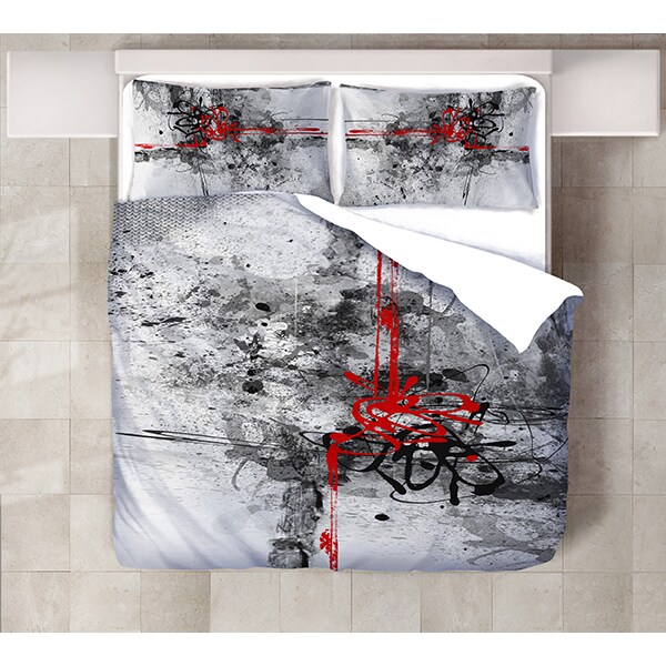 Lenjerie de pat Gray, 2 persoane, 80% bumbac + 20% poliester, 200 x 220 cm, 4 piese