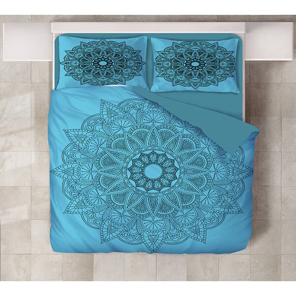 Lenjerie de pat Mandala, 2 persoane, 80% bumbac + 20% poliester, 200 x 220 cm, 4 piese