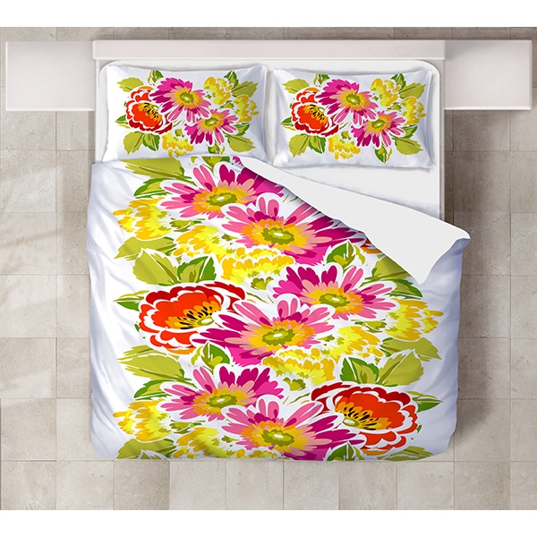 Lenjerie de pat Daisy, 2 persoane, 80% bumbac + 20% poliester, 200 x 220 cm, 4 piese
