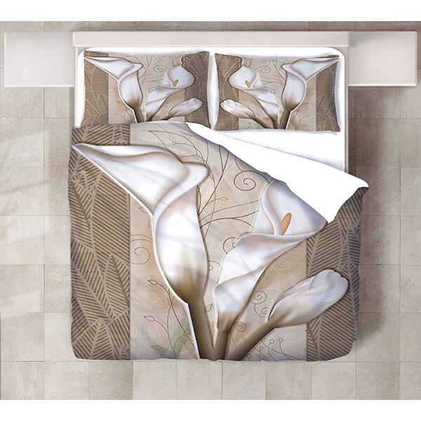 Lenjerie de pat Calla Lily, 2 persoane, 80% bumbac + 20% poliester, 200 x 220 cm, 4 piese