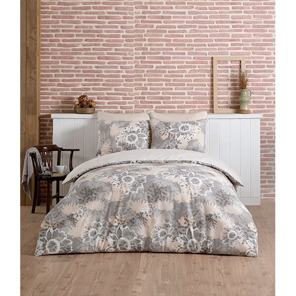 Lenjerie de pat Flowers, 2 persoane, 100% bumbac, 200 x 220, 4 piese