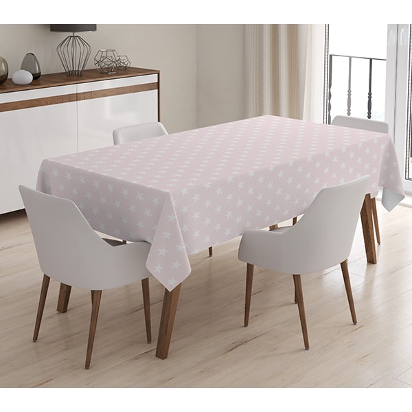 Fata de masa Stars, poliester + bumbac, 120 x 140 cm, roz