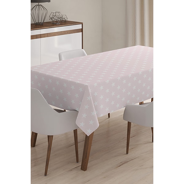 Fata de masa Stars, poliester + bumbac, 120 x 140 cm, roz