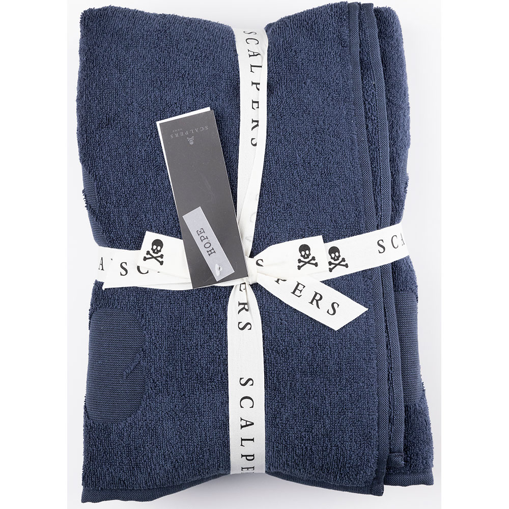 Set 3 prosoape baie Scalpers Home Skull, 70 x 140 cm, 50 x 90 cm, 30 x 50 cm, bumbac, albastru