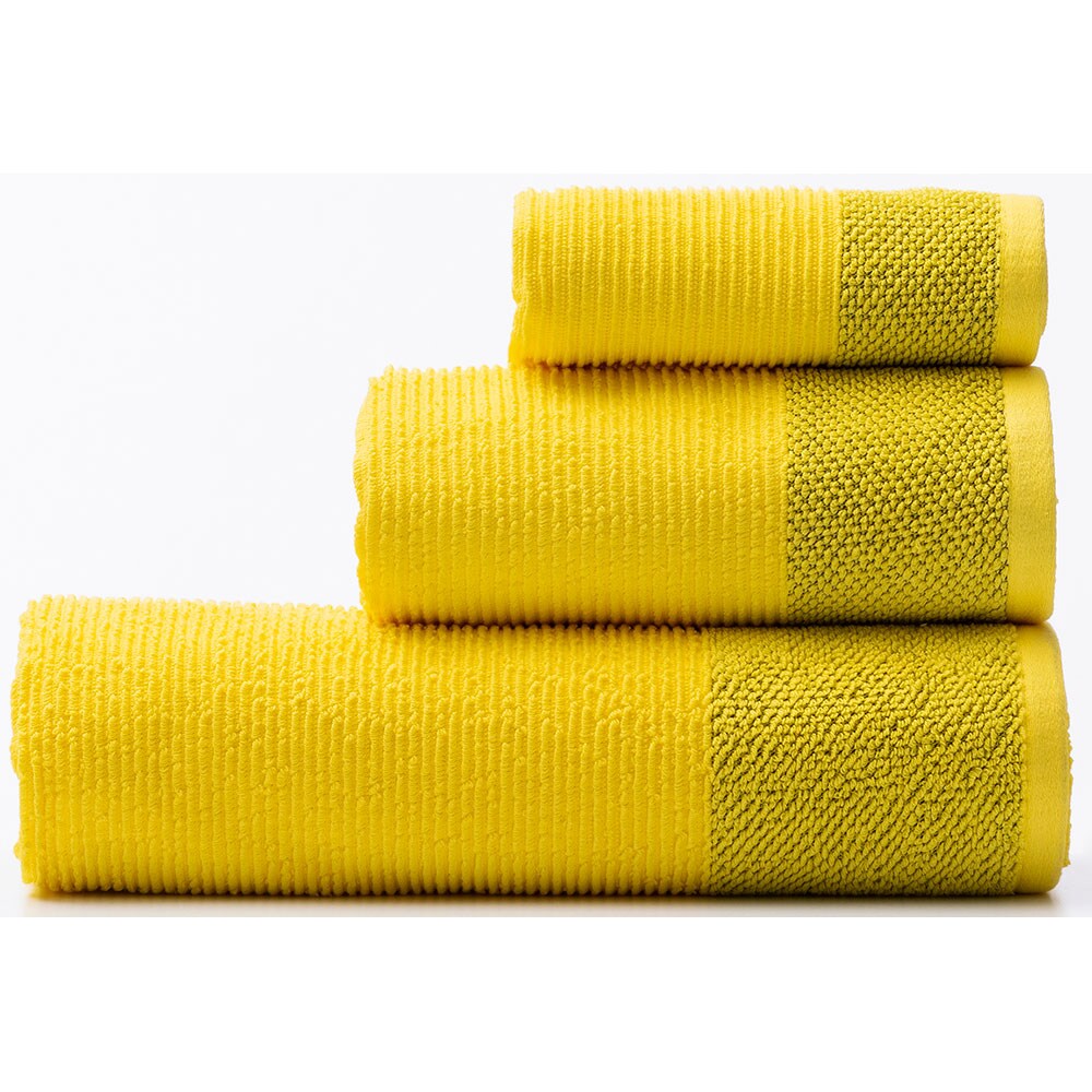 Set 3 prosoape baie BENETTON Rainbow, 70 x 140 cm, 50 x 90 cm, 30 x 50 cm, bumbac, galben