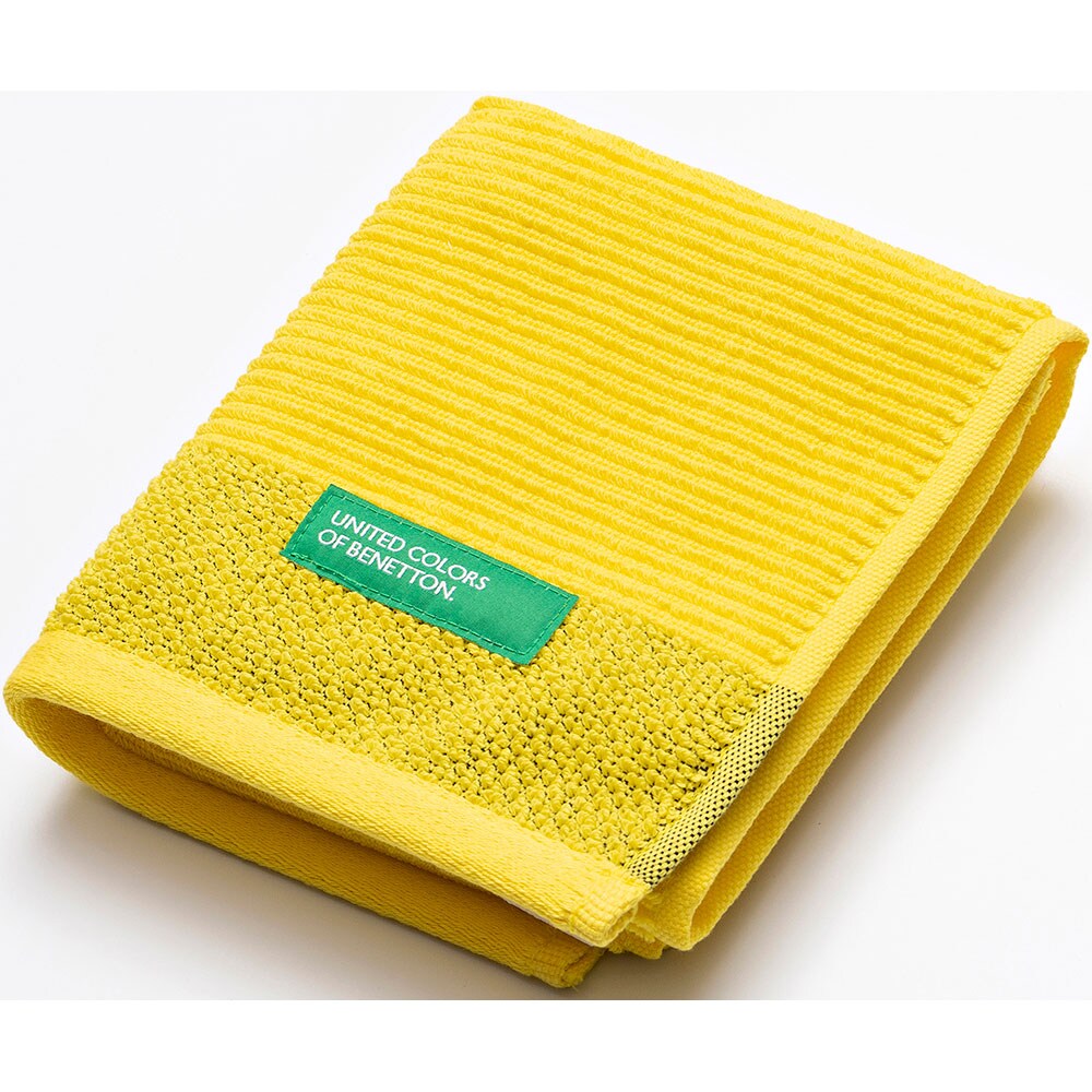 Set 3 prosoape baie BENETTON Rainbow, 70 x 140 cm, 50 x 90 cm, 30 x 50 cm, bumbac, galben