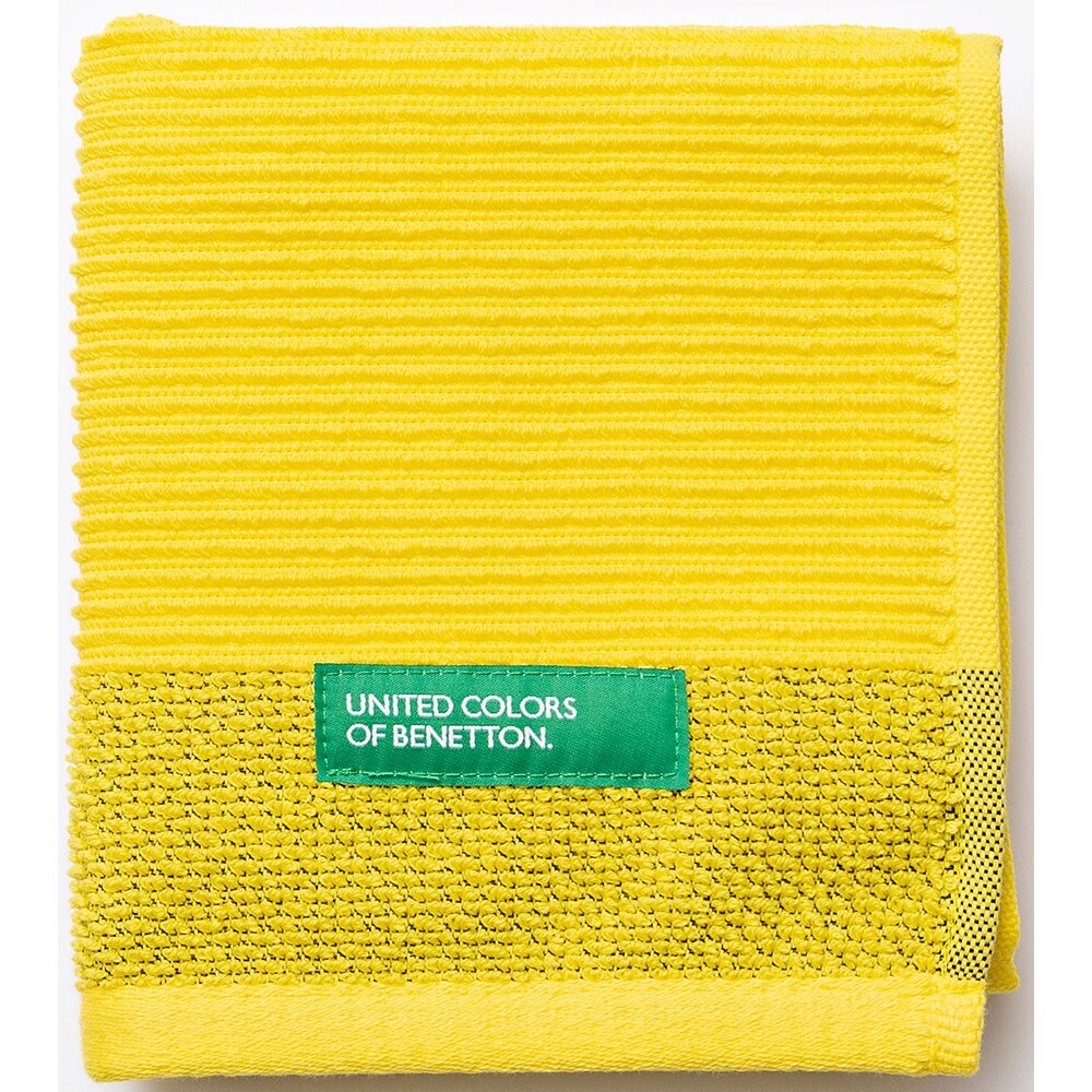 Set 3 prosoape baie BENETTON Rainbow, 70 x 140 cm, 50 x 90 cm, 30 x 50 cm, bumbac, galben