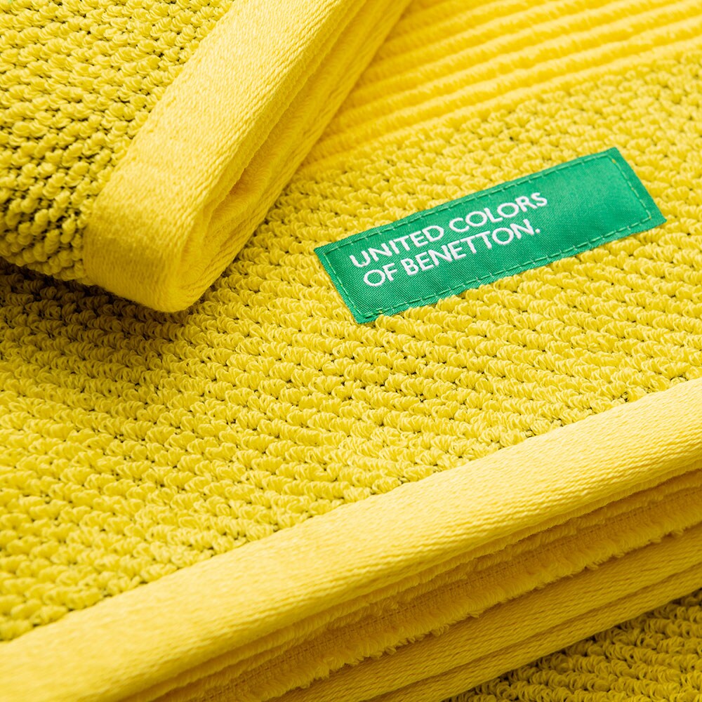 Set 3 prosoape baie BENETTON Rainbow, 70 x 140 cm, 50 x 90 cm, 30 x 50 cm, bumbac, galben
