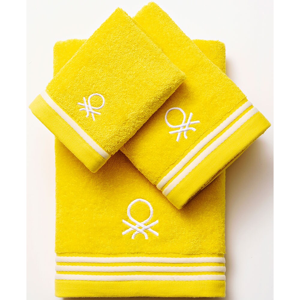 Set 3 prosoape baie BENETTON Rainbow1, 70 x 140 cm, 50 x 90 cm, 30 x 50 cm, bumbac, galben