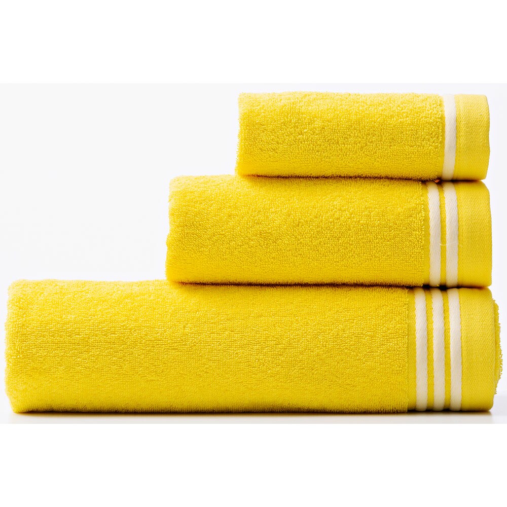 Set 3 prosoape baie BENETTON Rainbow1, 70 x 140 cm, 50 x 90 cm, 30 x 50 cm, bumbac, galben