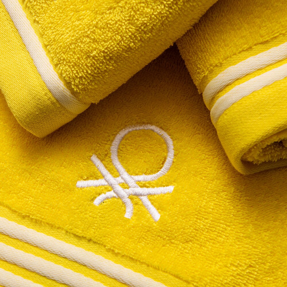 Set 3 prosoape baie BENETTON Rainbow1, 70 x 140 cm, 50 x 90 cm, 30 x 50 cm, bumbac, galben