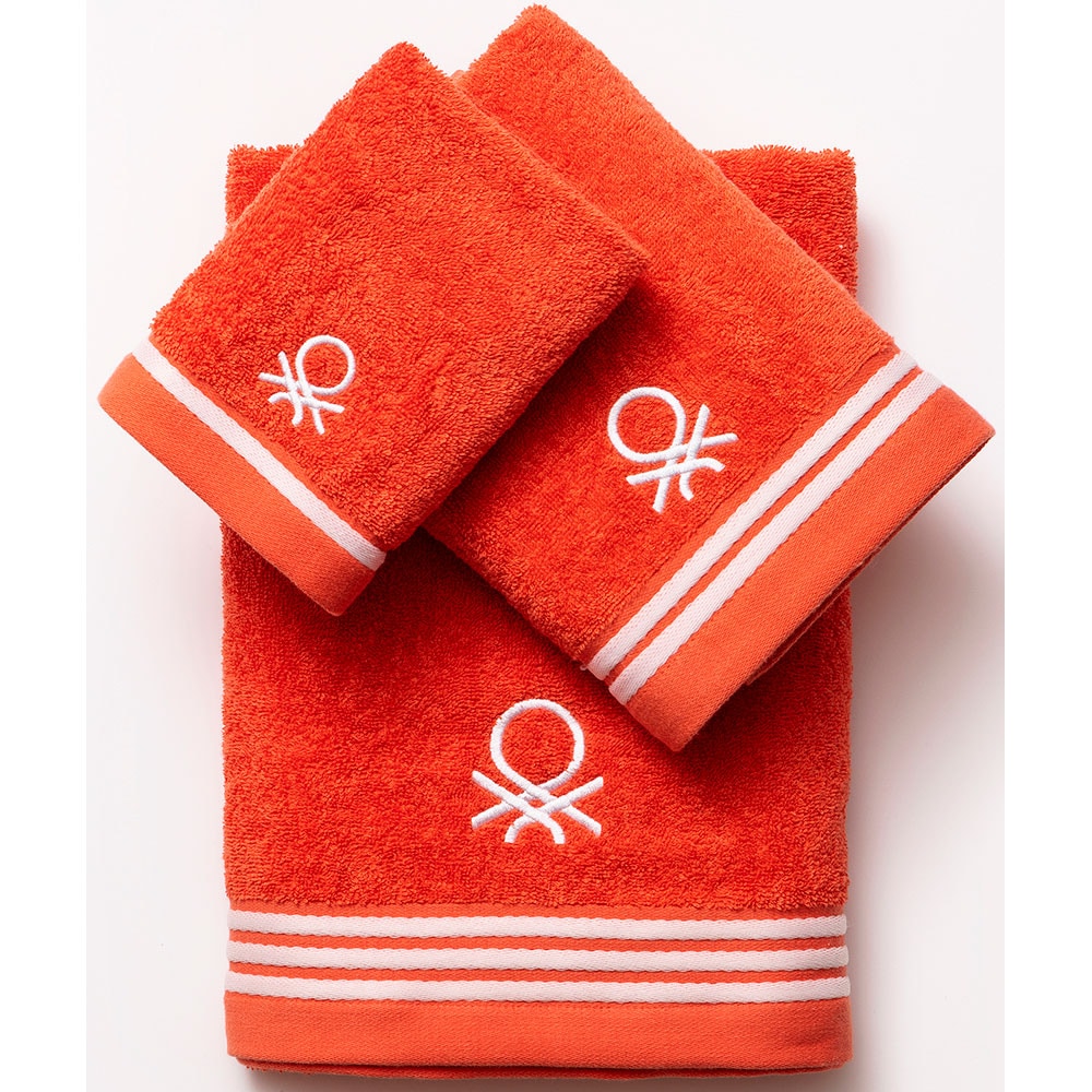 Set 3 prosoape baie BENETTON Rainbow1, 70 x 140 cm, 50 x 90 cm, 30 x 50 cm, bumbac, rosu