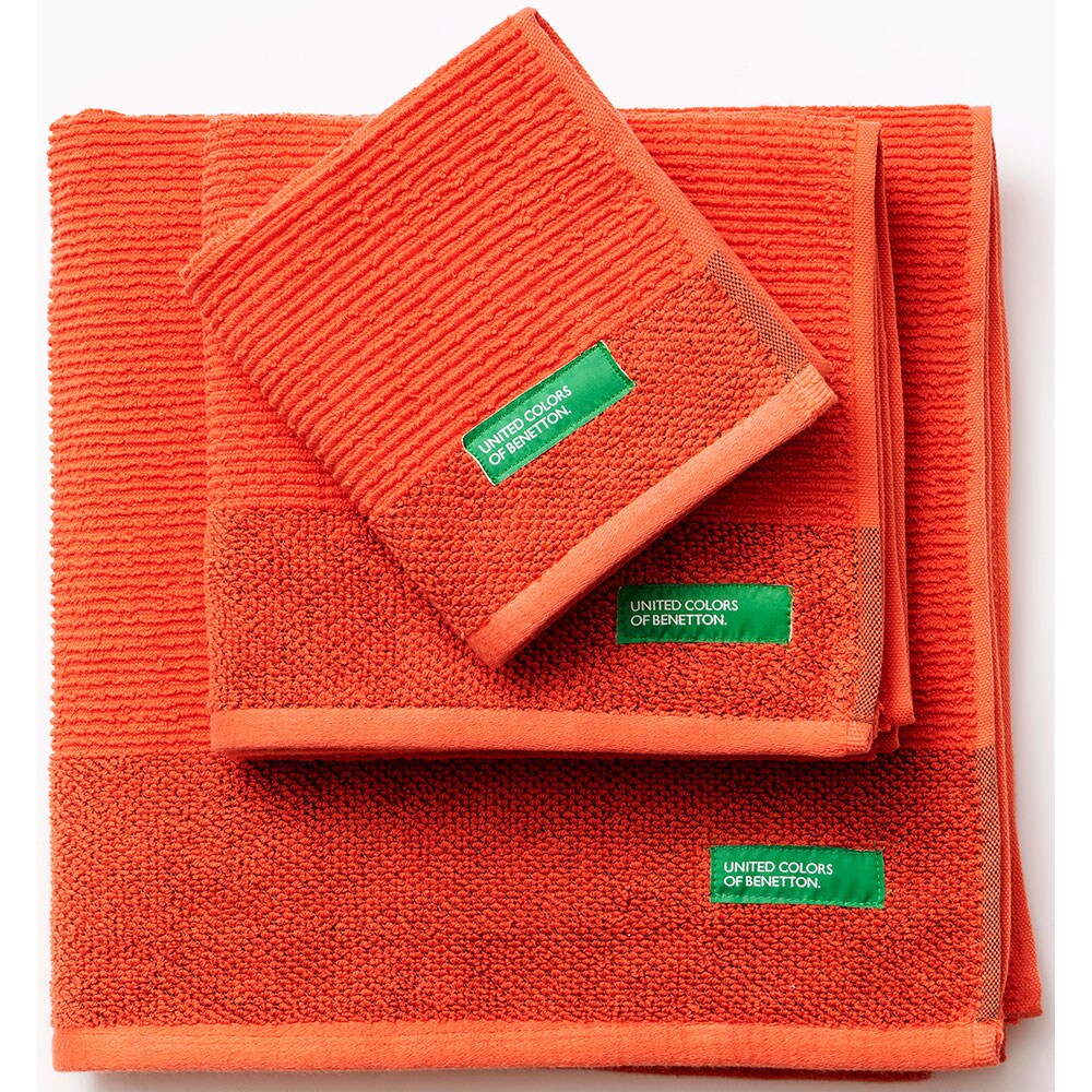Set 3 prosoape baie Benetton Rainbow, 70 x 140 cm, 50 x 90 cm, 30 x 50 cm, bumbac, rosu