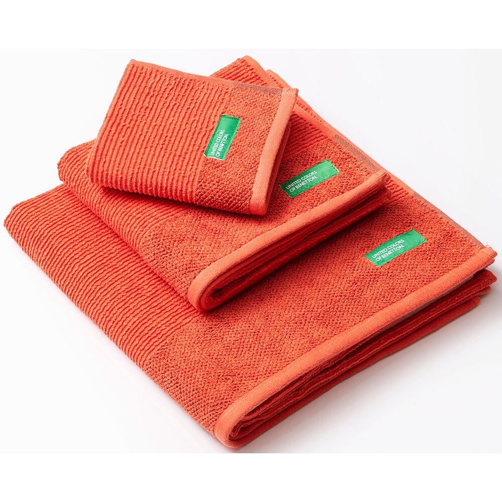 Set 3 prosoape baie Benetton Rainbow, 70 x 140 cm, 50 x 90 cm, 30 x 50 cm, bumbac, rosu