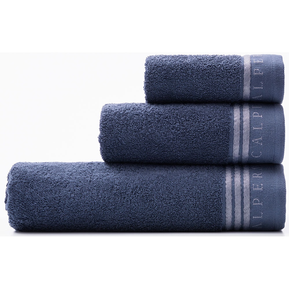 Set 3 prosoape baie Scalpers Home Classic, 70 x 140 cm, 50 x 90 cm, 30 x 50 cm, bumbac, albastru