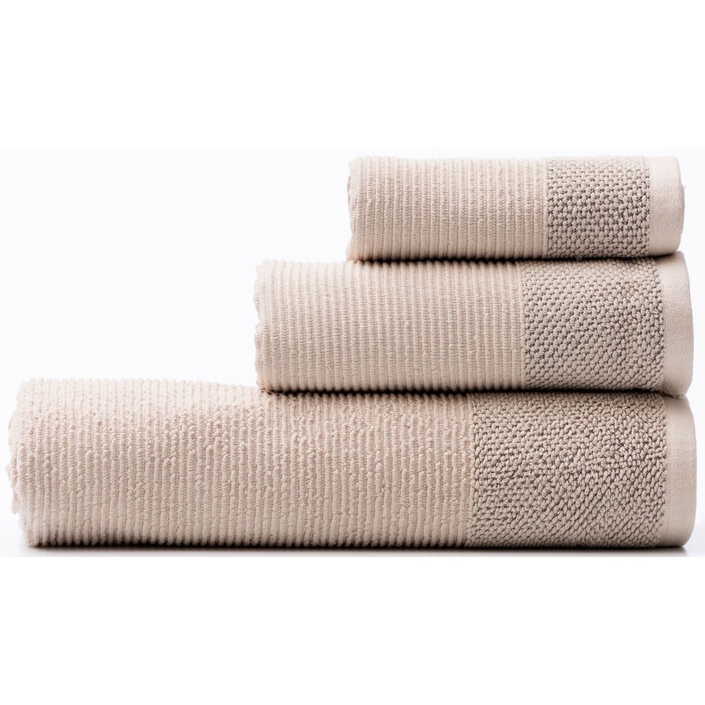 Set 3 prosoape baie BENETTON Tevere, 70 x 140 cm, 50 x 90 cm, 30 x 50 cm, bumbac, bej