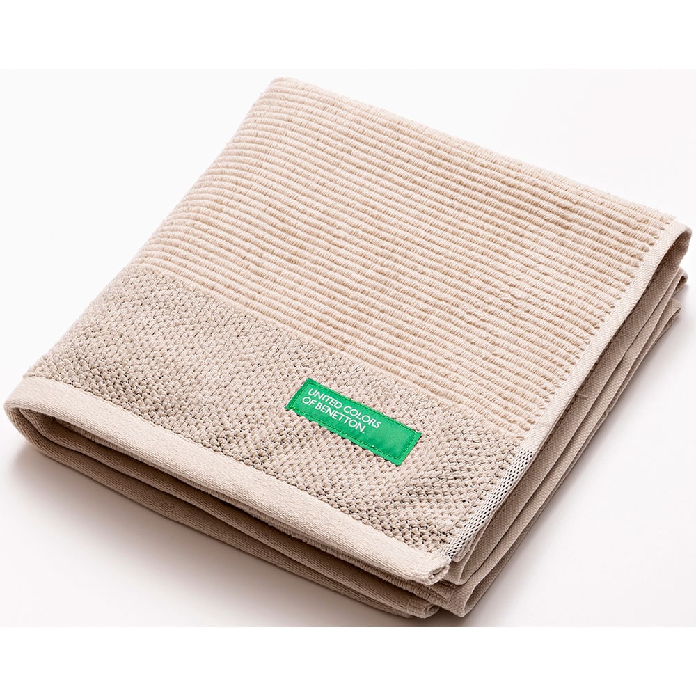 Set 3 prosoape baie BENETTON Tevere, 70 x 140 cm, 50 x 90 cm, 30 x 50 cm, bumbac, bej