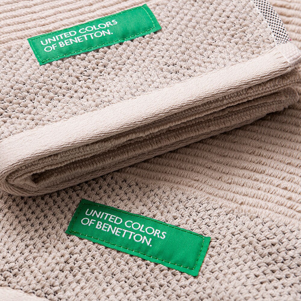 Set 3 prosoape baie BENETTON Tevere, 70 x 140 cm, 50 x 90 cm, 30 x 50 cm, bumbac, bej
