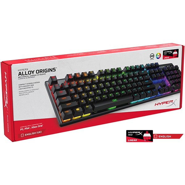 Tastatura Gaming Mecanica HyperX Alloy Origins RGB, Red Switch, US, negru