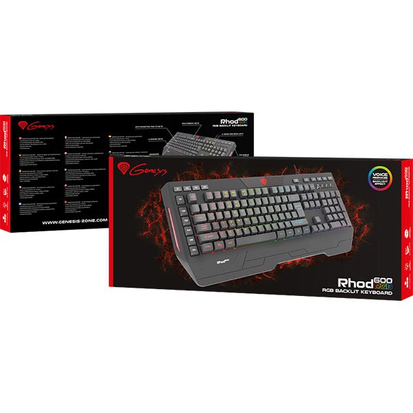 Tastatura Gaming NATEC Genesis Rhod 600 RGB, USB, Layout US, negru