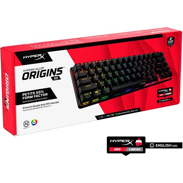 Tastatura Gaming mecanica HyperX Alloy Origins 65 Red, USB, Layout US, rosu