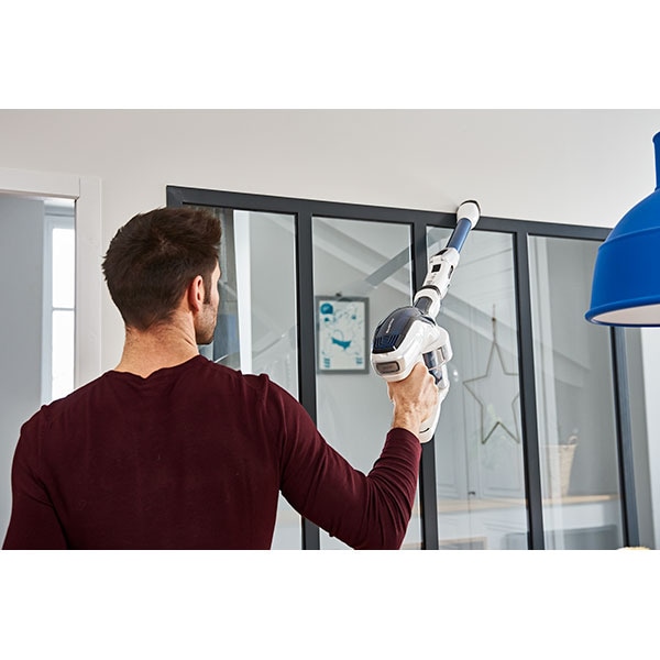 Aspirator vertical ROWENTA Air Force Flex 560 RH9471WO, 0.65l, 21.9V, autonomie max 35 min, tehnologie ciclonica, alb-albastru