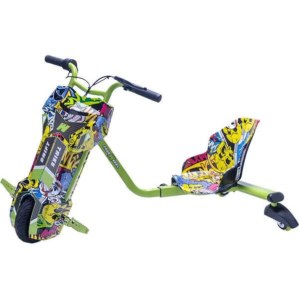 Tricicleta electrica FREEWHEEL Drift Trike V2, 8 inch, Graffiti Galben
