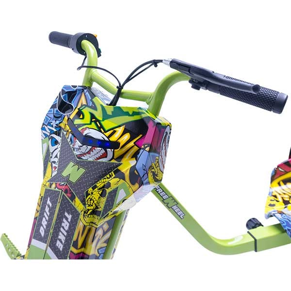 Tricicleta electrica FREEWHEEL Drift Trike V2, 8 inch, Graffiti Galben
