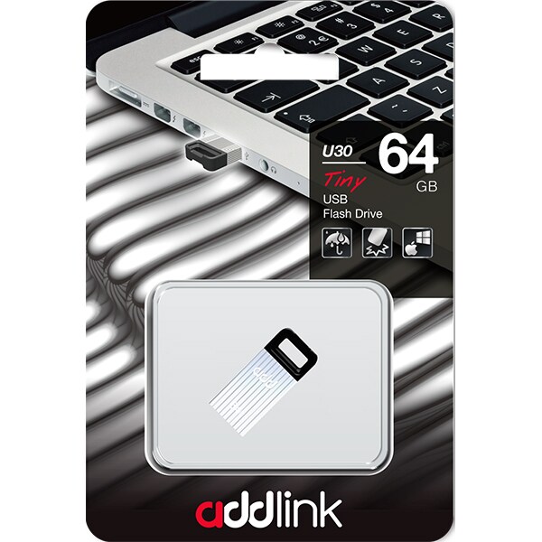 Memorie USB ADDLINK U30, 64GB, USB 2.0, argintiu