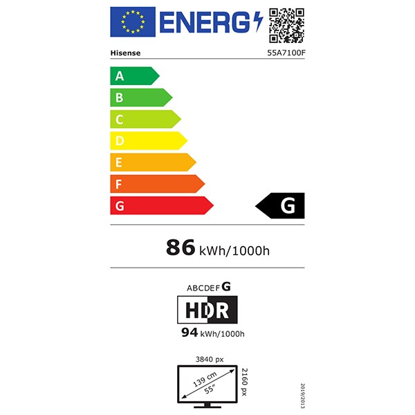 Televizor LED Smart HISENSE 55A7100F, Ultra HD 4K, HDR, 138cm