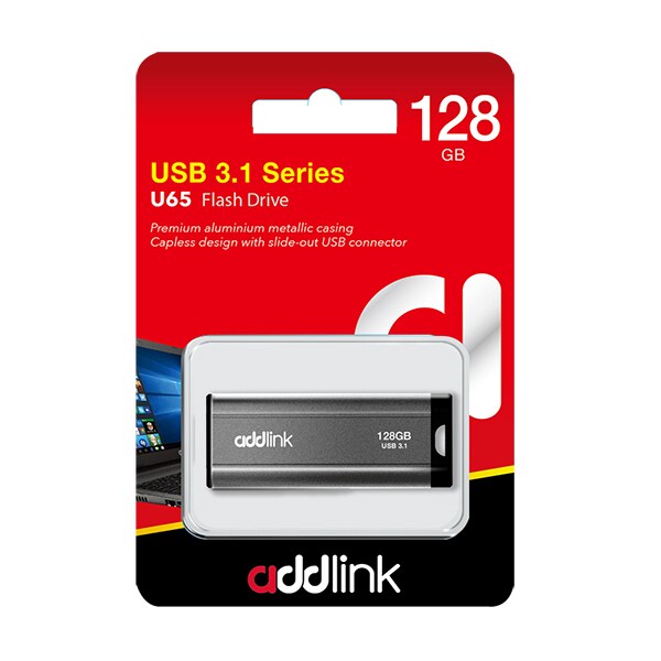 Memorie USB ADDLINK U65, 128GB, USB 3.1, gri metalic