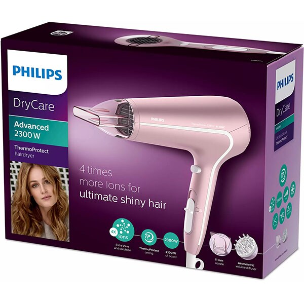 Uscator de par PHILIPS DryCare Advanced BHD290/00, 2300W, 3 viteze, 3 trepte temperatura, roz