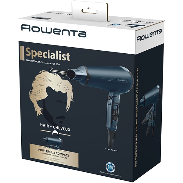 Uscator de par Rowenta Nomad CV4753F0, 2200W, 2 viteze, albastru