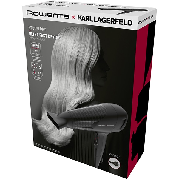 Uscator de par ROWENTA X Karl Lagerfeld CV581LF0, 2100W, 2 viteze, negru