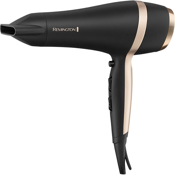 Set REMINGTON D6940GP: Uscator de par 2100W, 2 viteze, 3 trepte temperatura, negru + Perie de par