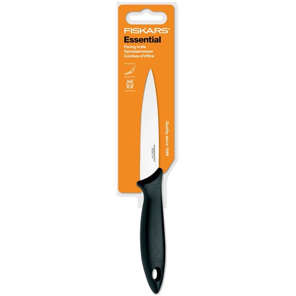 Cutit pentru legume FISKARS Essential 1023778, 11cm, otel, negru