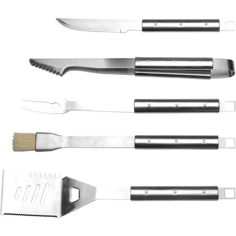 Set de ustensile pentru gratar BERGHOFF Cubo 1108187, 5 piese, inox, argintiu